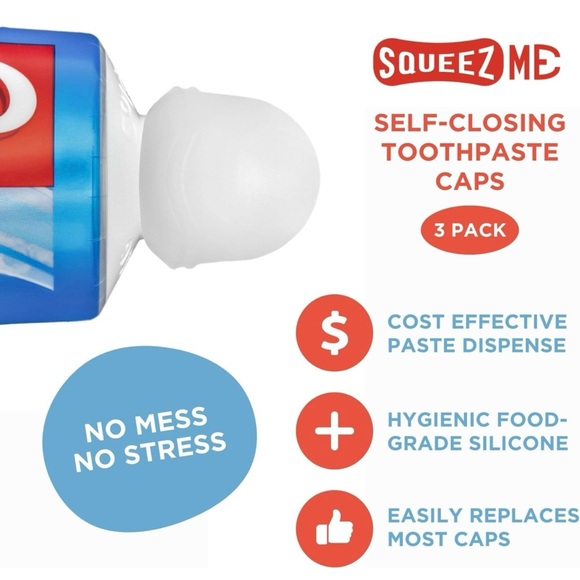 Toothpaste Cap 6pc Multi-Color Self Closing - Picture 3 of 7